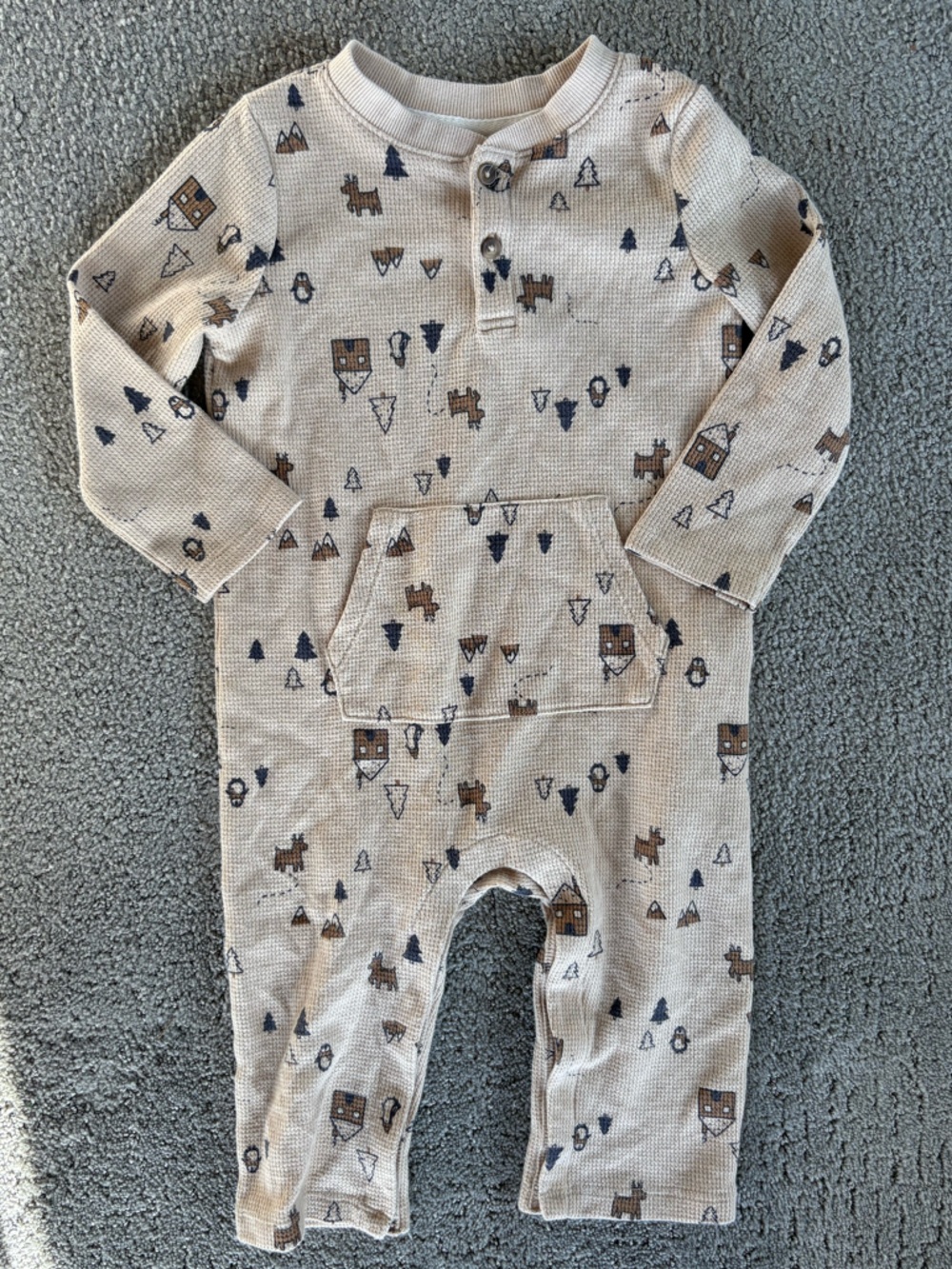 Baby Joe Fresh Cabin & Moose Waffle Knit One-Piece Romper - 18-24M